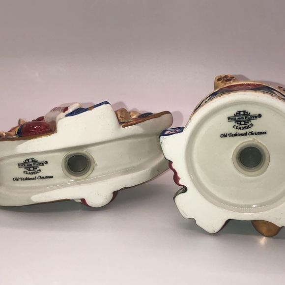 Fitz & Floyd Old FASHION CHRISTMAS Salt & Pepper Shakers Rocking Horse And Bear - Picture 7 of 13